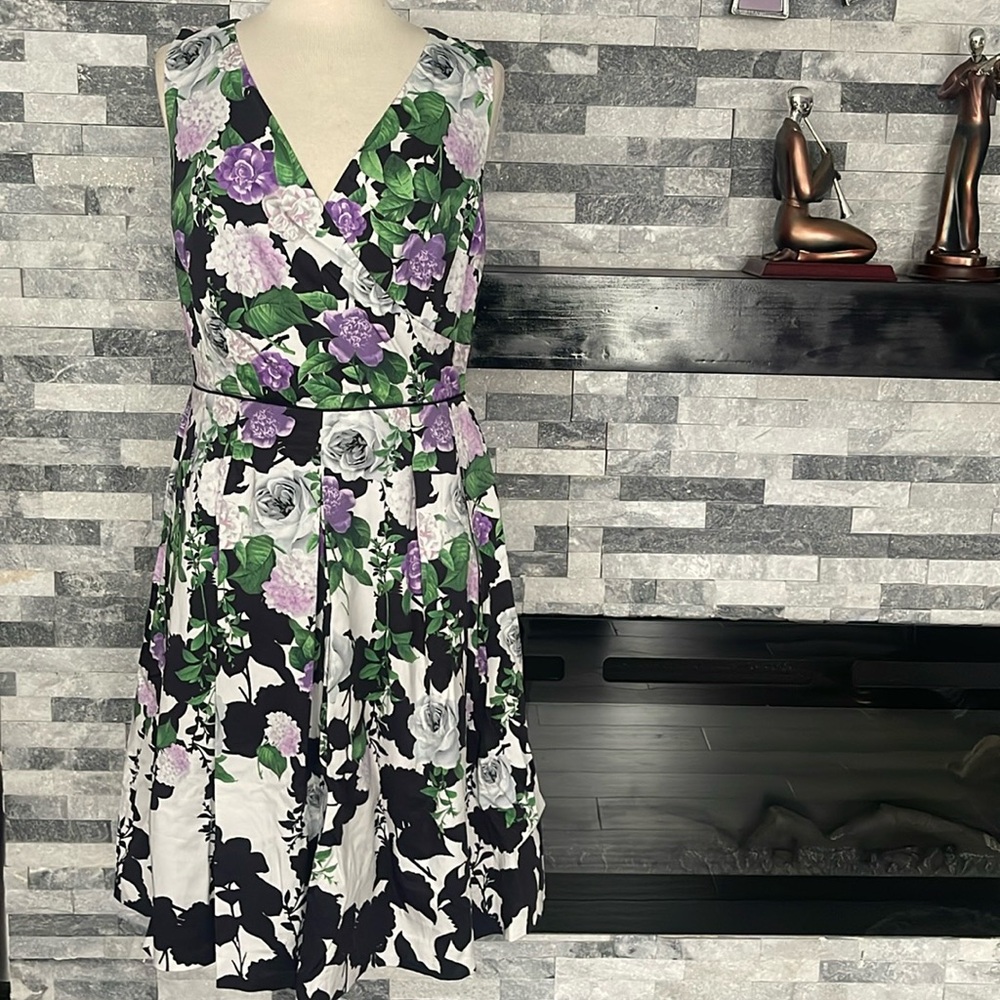 Talbots The Oprah Magazine Collection FULL OF POSEYS cotton floral Dress Size 10